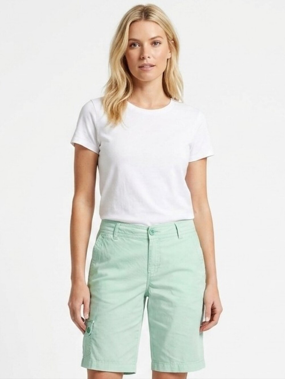 Liz Claiborne Green Cargo Bermuda Shorts Size 8 | 100% Cotton Mint